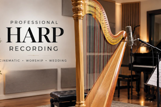 record professional harp for your cinematic, worship or wedding song