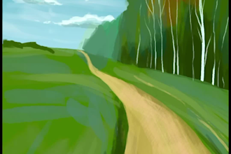 create a custom 2d environment or landscape illustration