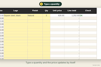 create a custom excel order form with dropdowns and auto prices