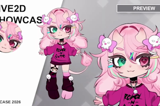 design and rig cute chibi vtuber model in live2d anime for vtube studio stream