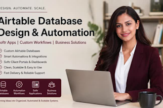 do airtable database design, softr app and airtable automation