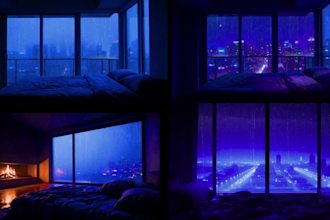 create cozy rain video or snow video with nature sounds