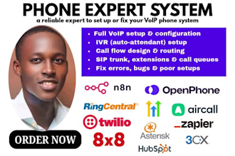 set up IVR call flow and cloud pbx with twilio ringcentral or 3cx