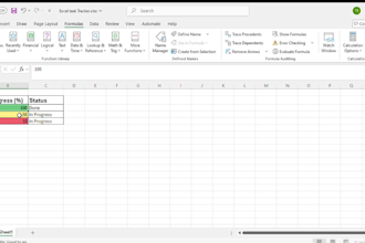 create an automated excel task tracker with progress and status