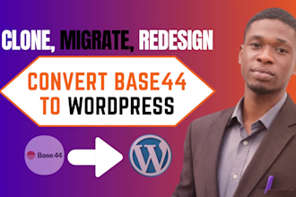 migrate base44 to wordpress, convert base44 to wordpress, fix bugs integration
