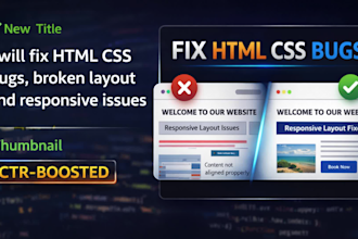fix HTML CSS bugs and responsive issues fast