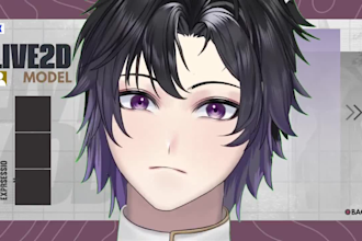 draw and rig custom live 2d male vtuber model furry anime style for streaming