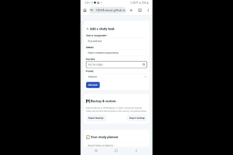 create a student study planner web app using HTML CSS javascript