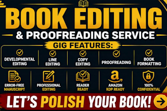 do professional book editing, fiction and non fiction editing, book proofreading