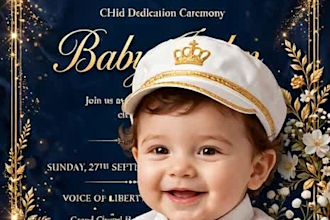 create luxury 3d child dedication birthday and wedding invitation video