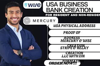 open usa bank creation for resident and non resident wise mercury llc formation