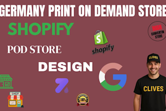 design a shopify pod german dropshipping store for germany ecommerce