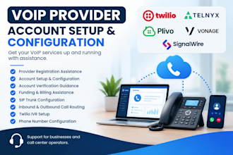 set up and configure twilio, telnyx, plivo and voip services