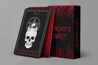 design tarot card game illustration, board game art, trading cards, rule books