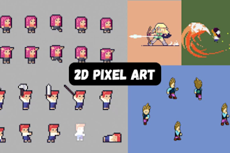 2d pixel art, 8 bit, 16 bit, 32 bit sprite sheet animation, game art character