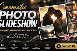 create cinematic photo slideshow memorial montage wedding family birthday video