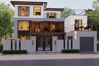 design 3d architecture exterior rendering house, home commercial building model