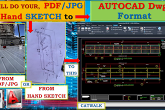 do your PDF jpg or hand sketch to autocad dwg format