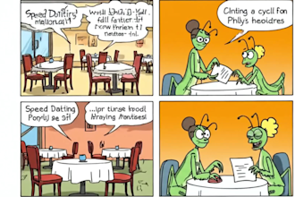 draw a 4 panel cartoon comic strip