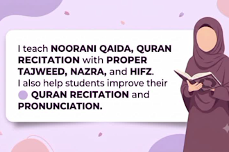 teach norani qaida and quran recitation with proper tajweed