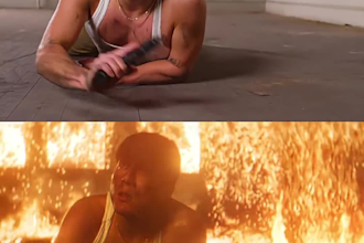 create cinematic vfx fire explosion and compositing, smoke, blood and fog effect