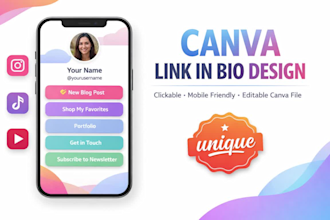 design canva link in bio landing page for instagram and tiktok