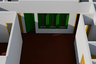 create a 3d architectural model and render in blender