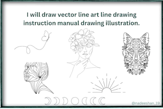 draw vector line art line drawing instruction manual drawing illustration