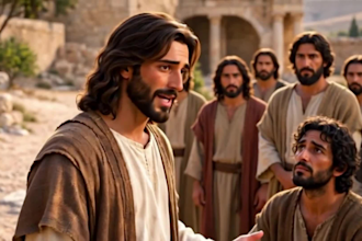 create ai bible story, 3d cartoon christian animations, cinematic bible story