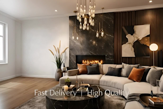 create realistic modern interior design and 3d room render