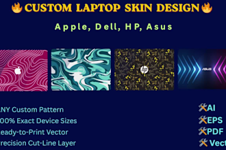 design custom laptop back cover skin template from pattern