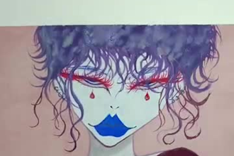 traditionally paint a semi realistic anime style painting