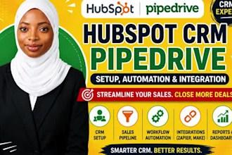 do hubspot CRM, pipedrive setup, automation and workflow integration