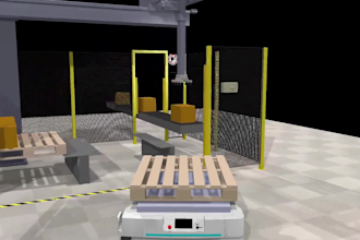do 3d industrial automation animation robotic production line factory simulation