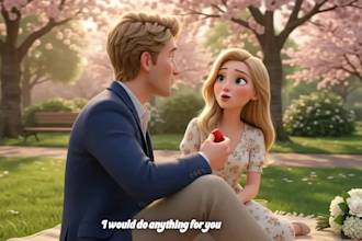 create 3d pixar ai proposal video 3d romantic storytelling 3d ai proposal video