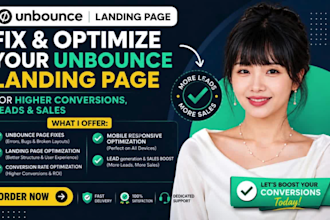 fix and optimize your unbounce landing page for higher conversions leads, sales