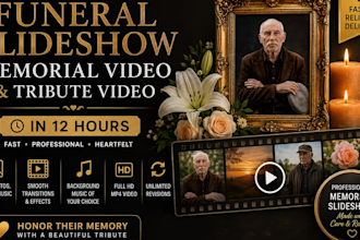 create a funeral slideshow and memorial video in 12 hours