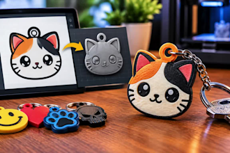 create a custom 3d printable keychain from your logo, design