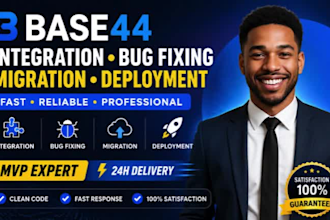 do base44 integration, bug fixing, migration and mvp deployment fast