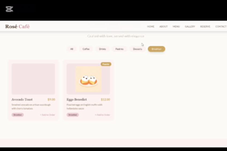 design a beautiful and aesthetic cafe or restaurant website
