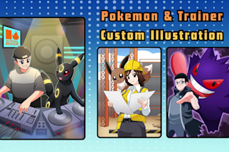 draw your trainer and pokemon illustration