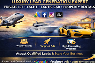 generate luxury private jet yatch car property rental leads website design
