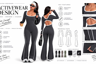 fashion designer activewear tech pack sportswear tech pack yoga set tech pack