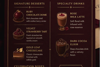 create premium bakery, chocolate, or dessert brand packaging