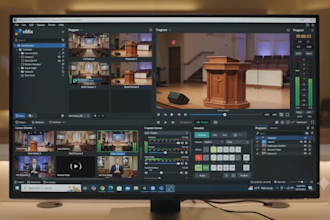 setup vmix or obs for professional church business and event live streaming