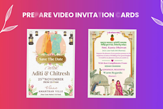 create a luxury animated wedding invitation video and card