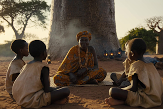 create african folktale ai storytelling video with cinematic animation