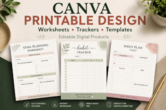design editable canva printables and digital products for etsy