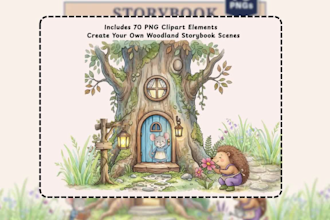 create custom vintage illustration pen sketch line art  children story book