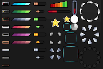design pixel art character game UI icons items hud gui and buttons for your game